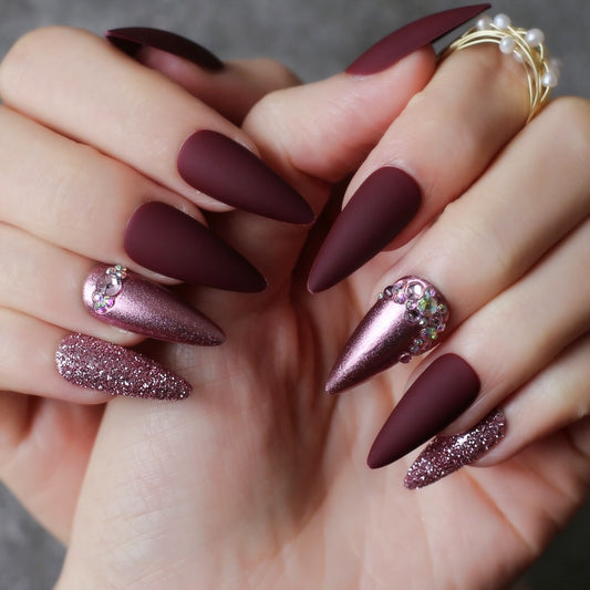 Lisse Truss Purple Glitter Press On Nails