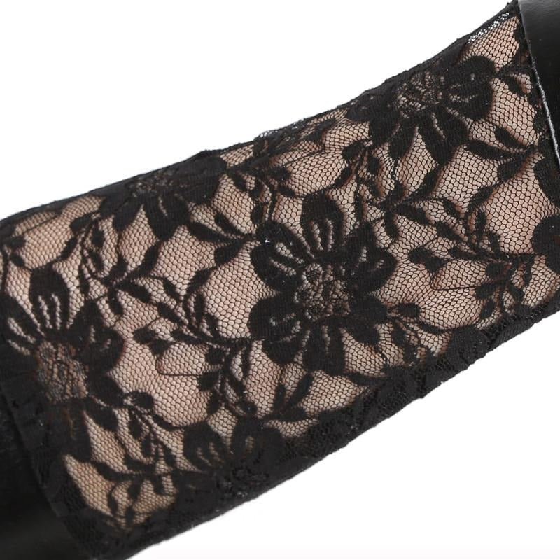 Long Leather & Lace Gloves