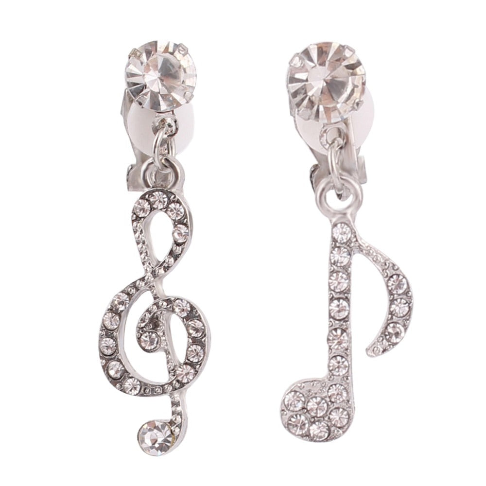 Broadway Queen Musical Note Clip On Earrings