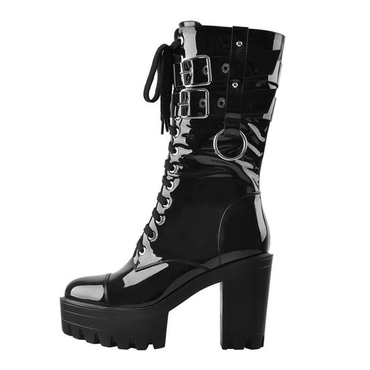 Command the Stage: Misty Mountains Mid-Calf Platform Boots - The Ultimate Drag Queen Statement