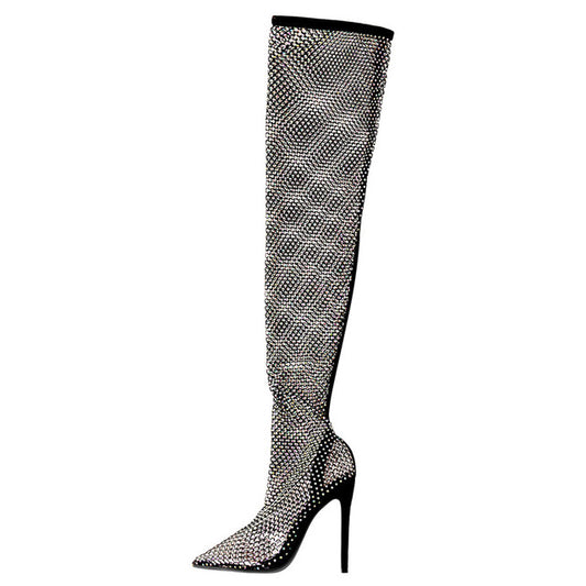 Bess Intentions Clear Fishnet Boots