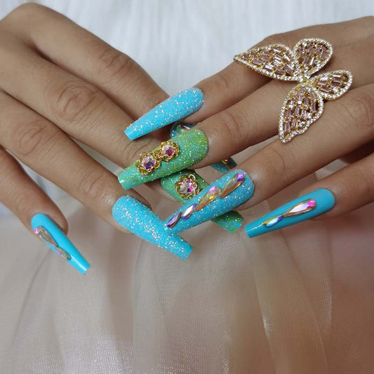 Terra Putique Diamond Blue Press On Nails