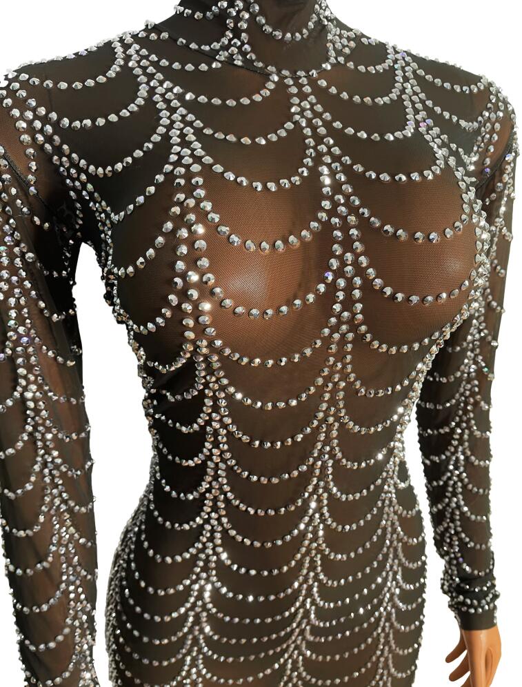 Angela Develle Black Mesh Transparent Dress