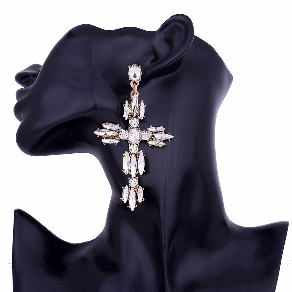 Magnolia Crawford Rhinestone Cross Earrings