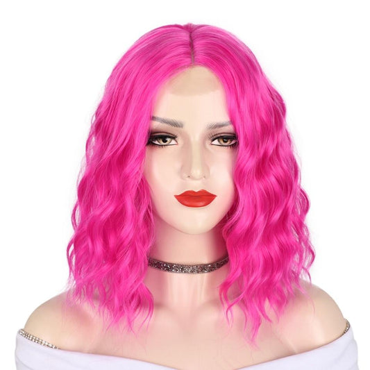 Short Wavy Pink Wig