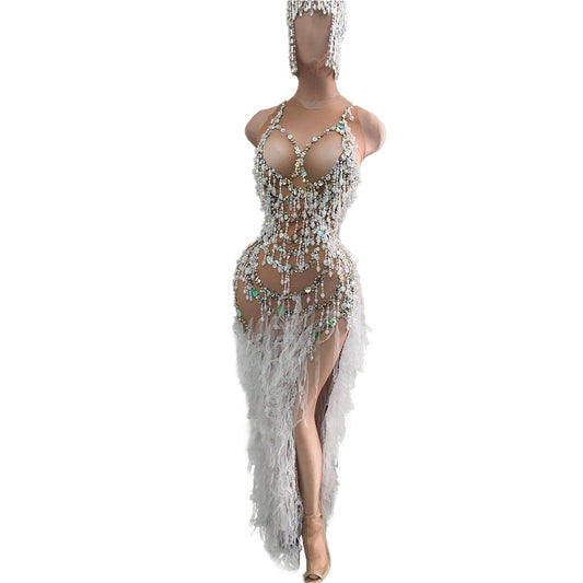 Marry Sipan Nude Tassel Dress