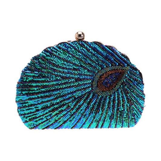 Sequin Peacock Clutch Bag