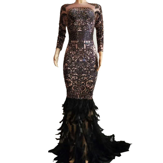 Siri Price Feather Trumpet Dress