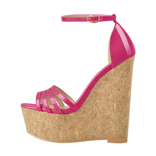 Sarah Pentine Wedge Platform Sandals – Drag Queen Cork Wedge Heels