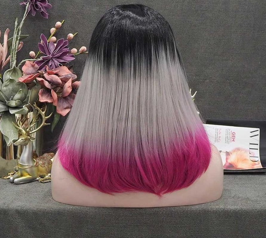 Jue Cee Pink Grey Ombre Wig