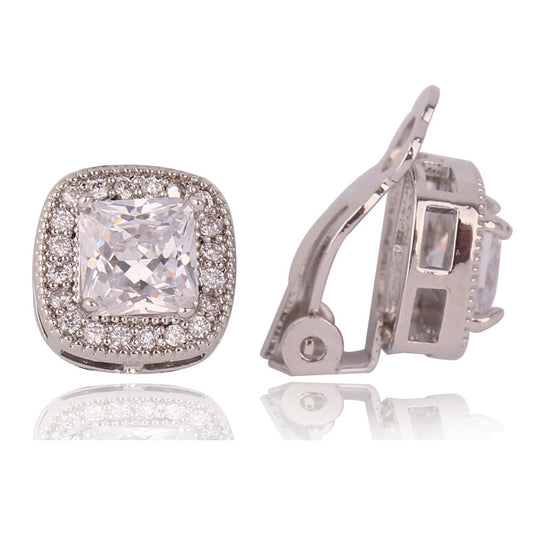 Queen Grace Square Clip On Earrings