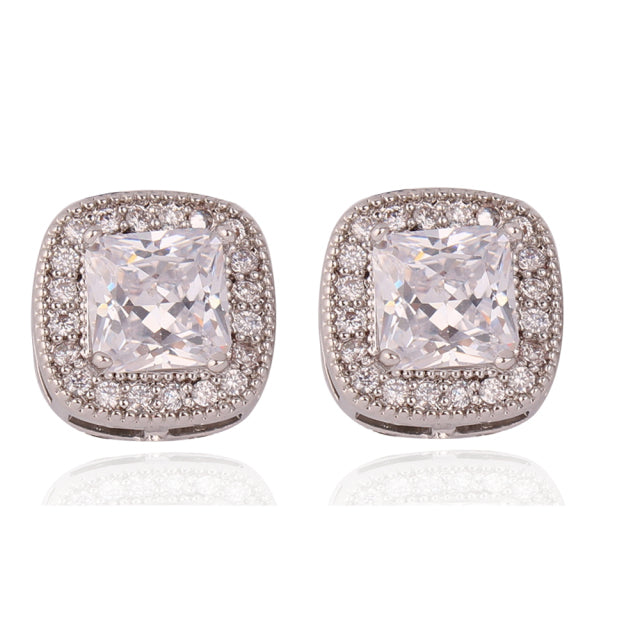 Queen Grace Square Clip On Earrings