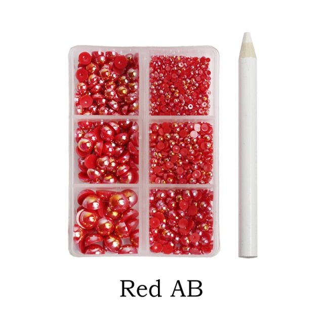 Red Mixed Size Rhinestones Set (1000 Pcs)