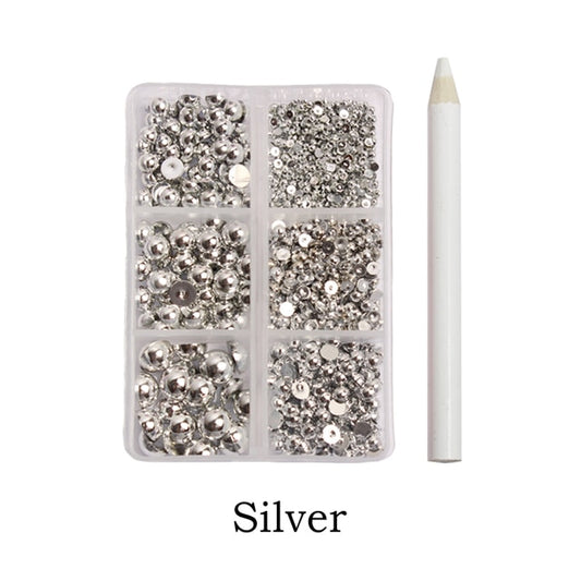 Silver Mixed Size Rhinestones Set (1000 Pcs)