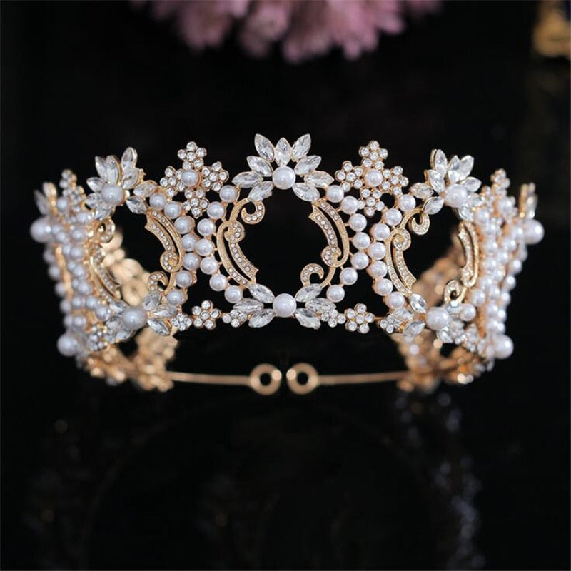 Etha Reyal Pearls & Flower Tiara Crown