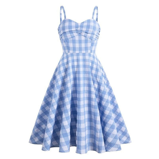 Aria Viderci Blue Plaid Retro Dress