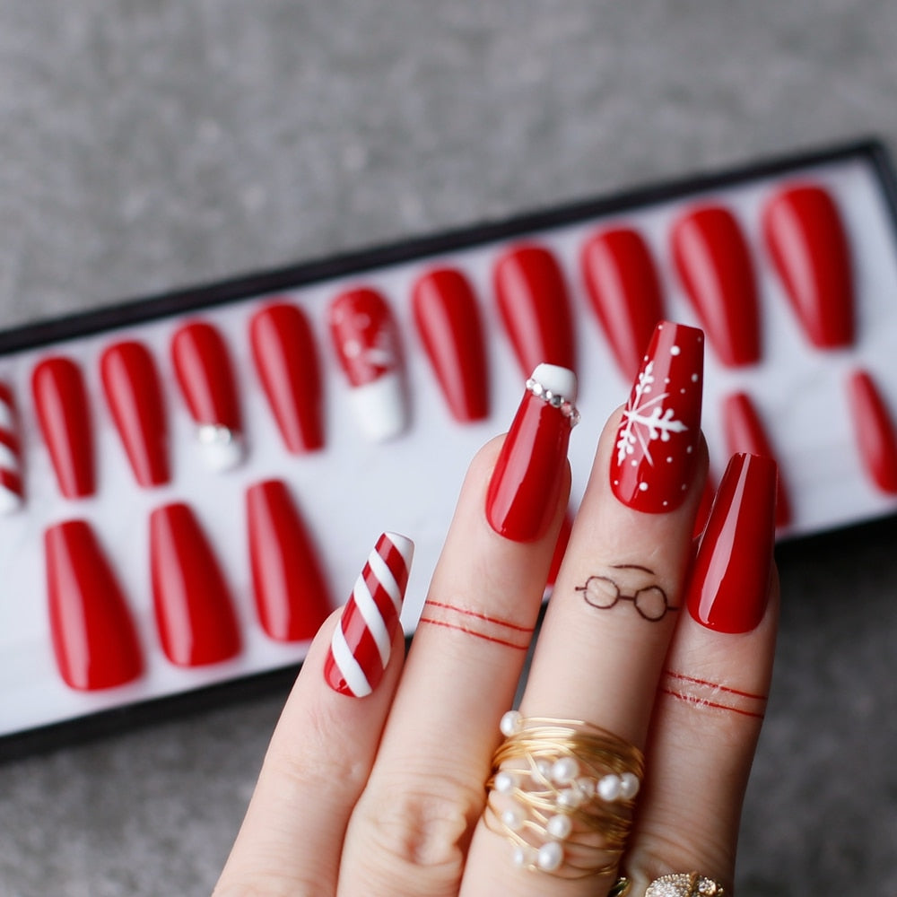 Christmas Candy Cane Press On Nails