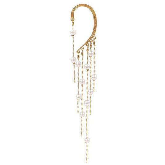 Pearl Tassel Clip On Earring