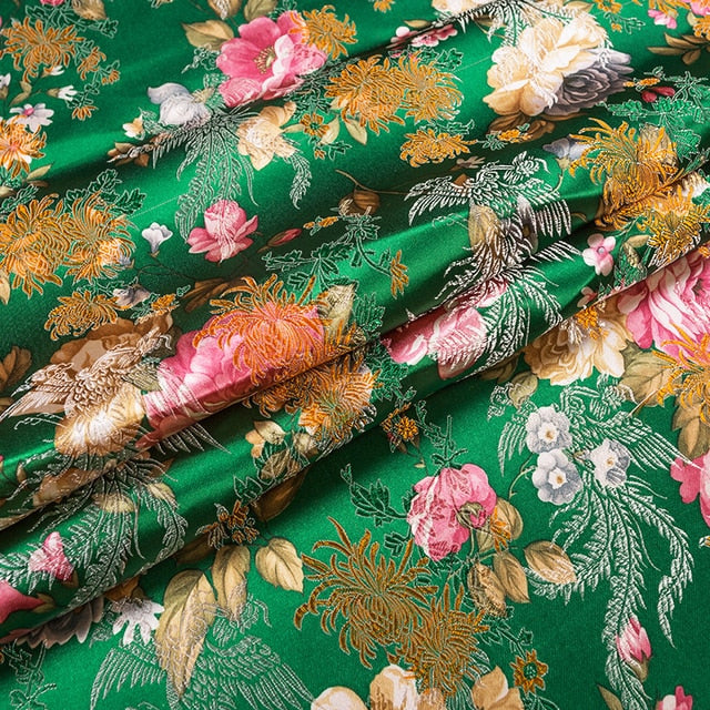 Brocade Jacquard Floral Satin Fabric