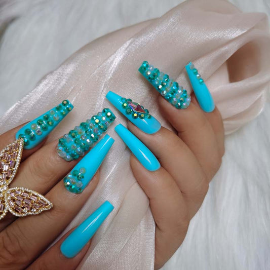 Euphoria Bliss Diamond Blue Press On Nails