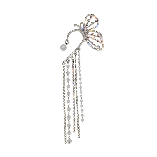 Shiny Butterfly Tassel Ear Clip