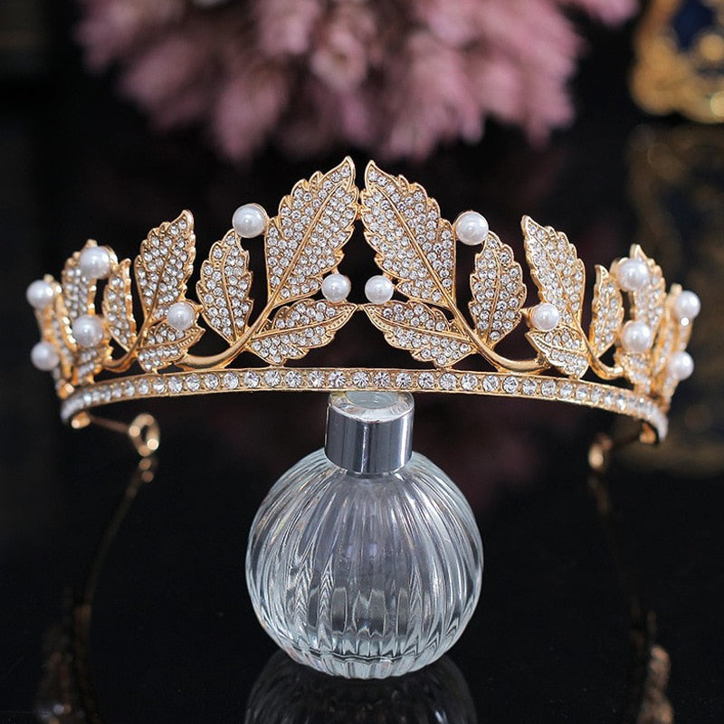 Genna Russ Rhinestones & Pearls Tiara Crown