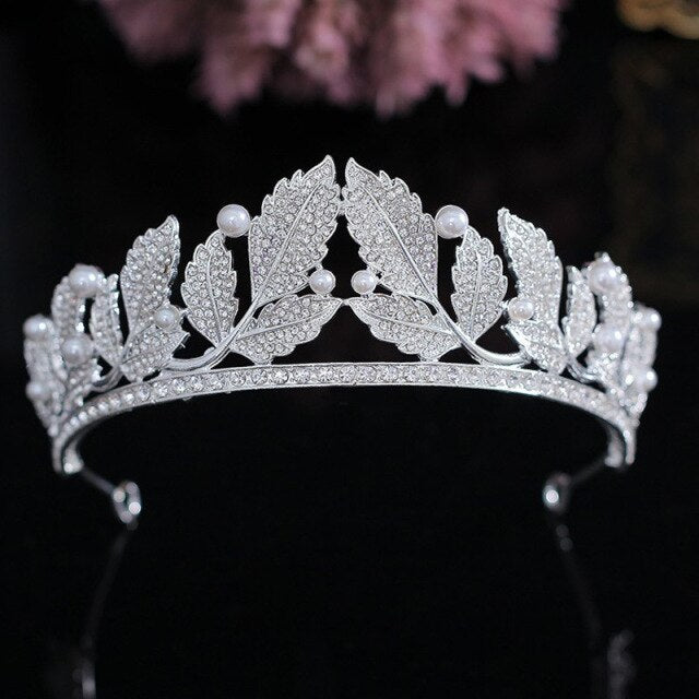 Genna Russ Rhinestones & Pearls Tiara Crown