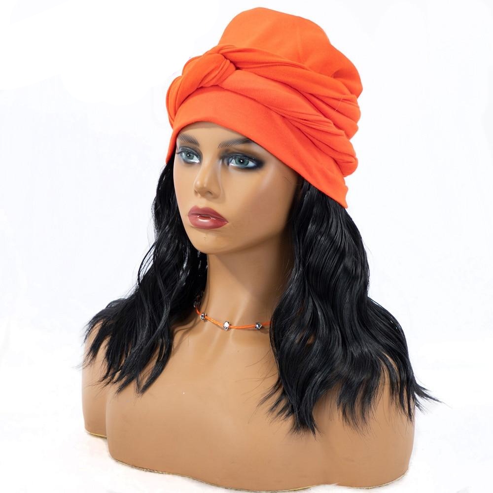 Sue Preem Orange Turban Wig