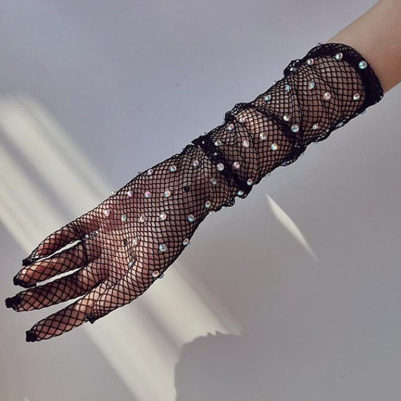 Raye Storm Diamonds Fishnet Gloves