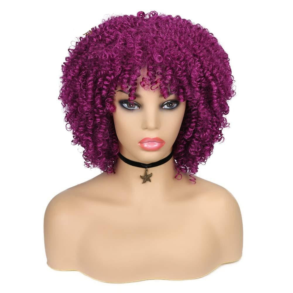 Darlings, Get Snatched! Limited-Edition 14" Rose Red Curly Afro with Bangs - Only for the Fiercest Queens!