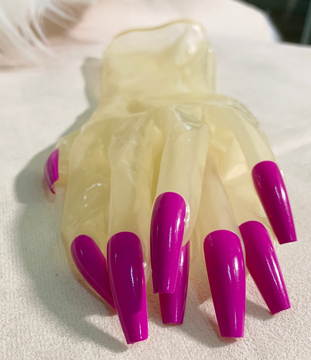 Crossdressing Gloves with Purple Long Nails