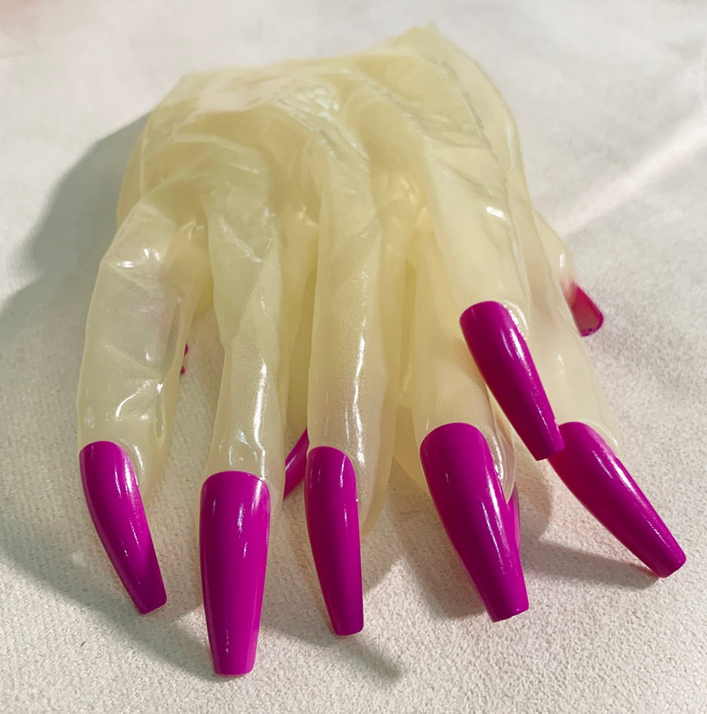 Crossdressing Gloves with Purple Long Nails