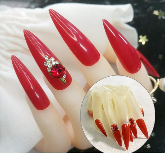 Super Thin Latex Red Nails Glam Gloves – Slay the Stage!