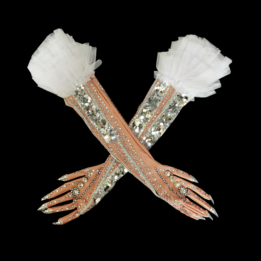 Ruffles Crystal Gloves