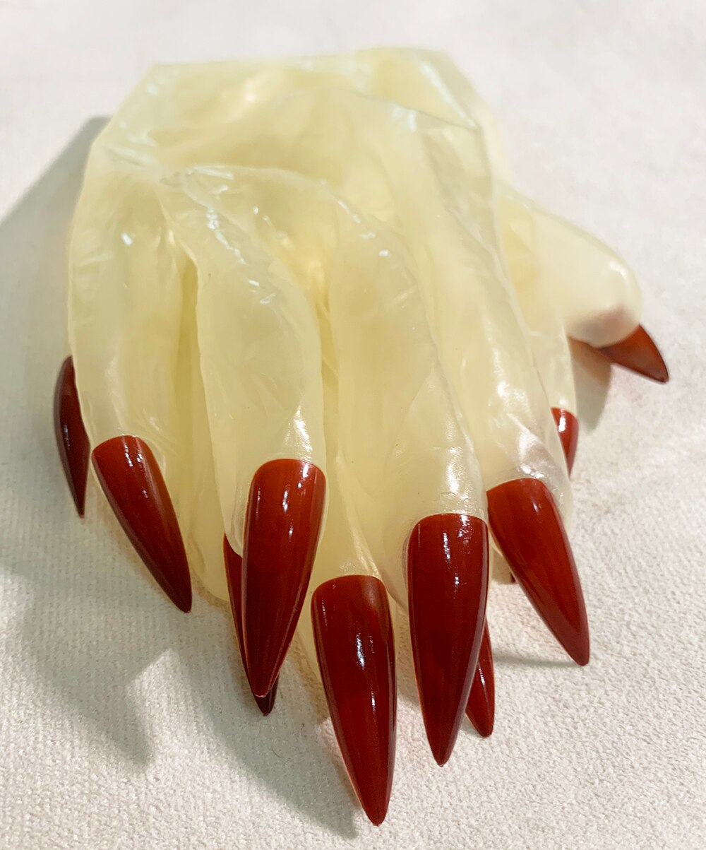 Crossdressing Gloves with Wine Long Nails