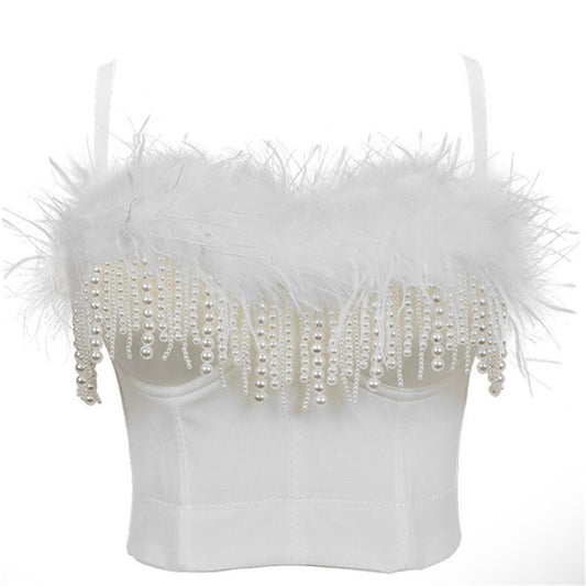 Lucy Fur Feather Crop Top