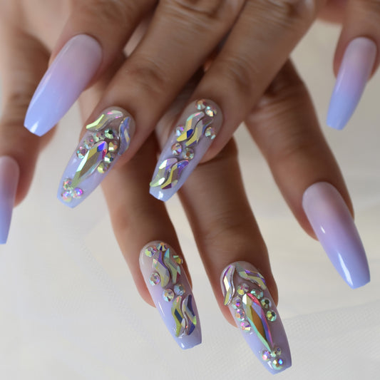 May Licious Blue Ombre Faux Nails