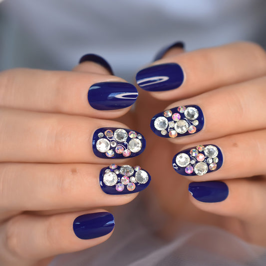 Etha Reyal Blue Diamond Press On Nails