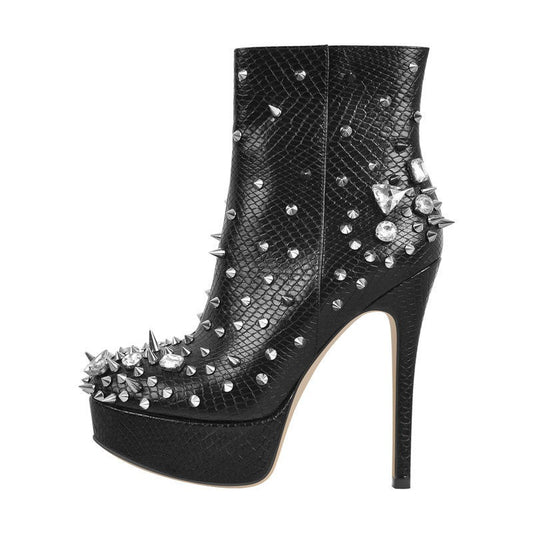 Aria Viderci Rhinestones Rivet Boots