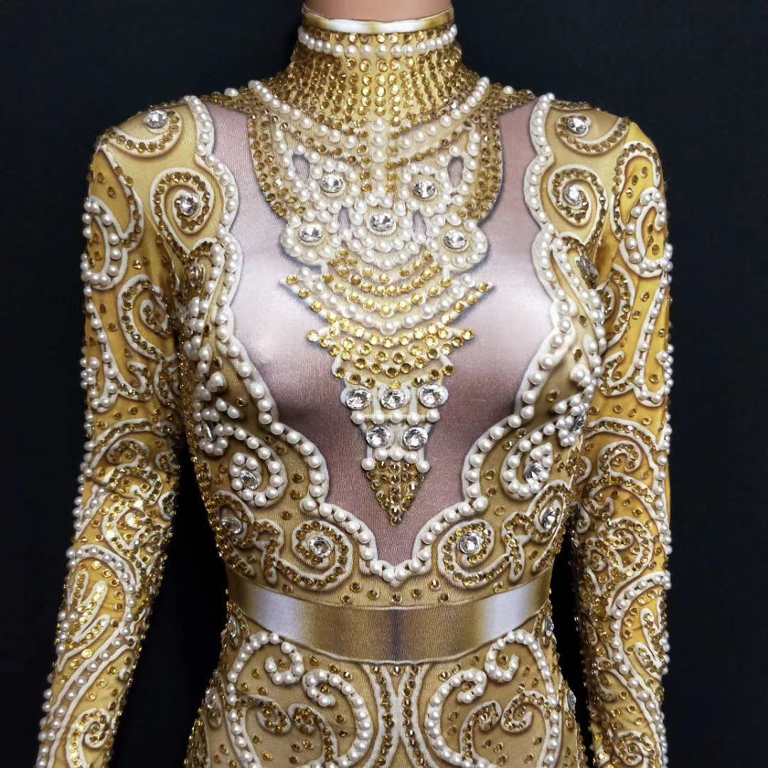 Gold Digger Rhinestone Dress