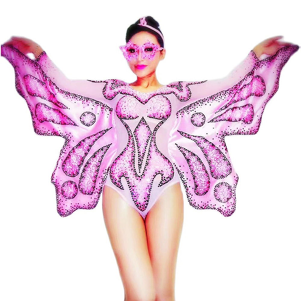 Pink Butterfly With Wings Bodysuit
