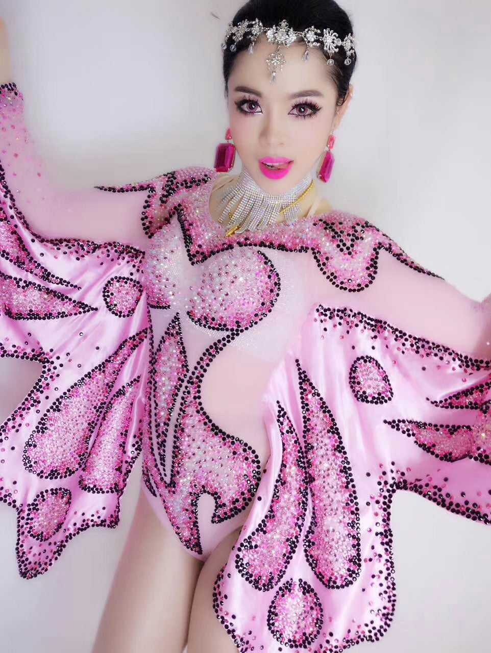 Pink Butterfly With Wings Bodysuit