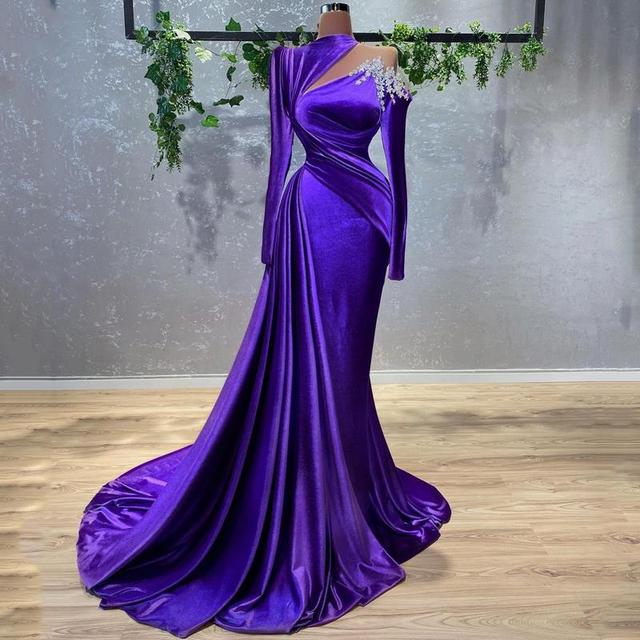 Al Dente Purple Velvet Mermaid Dress