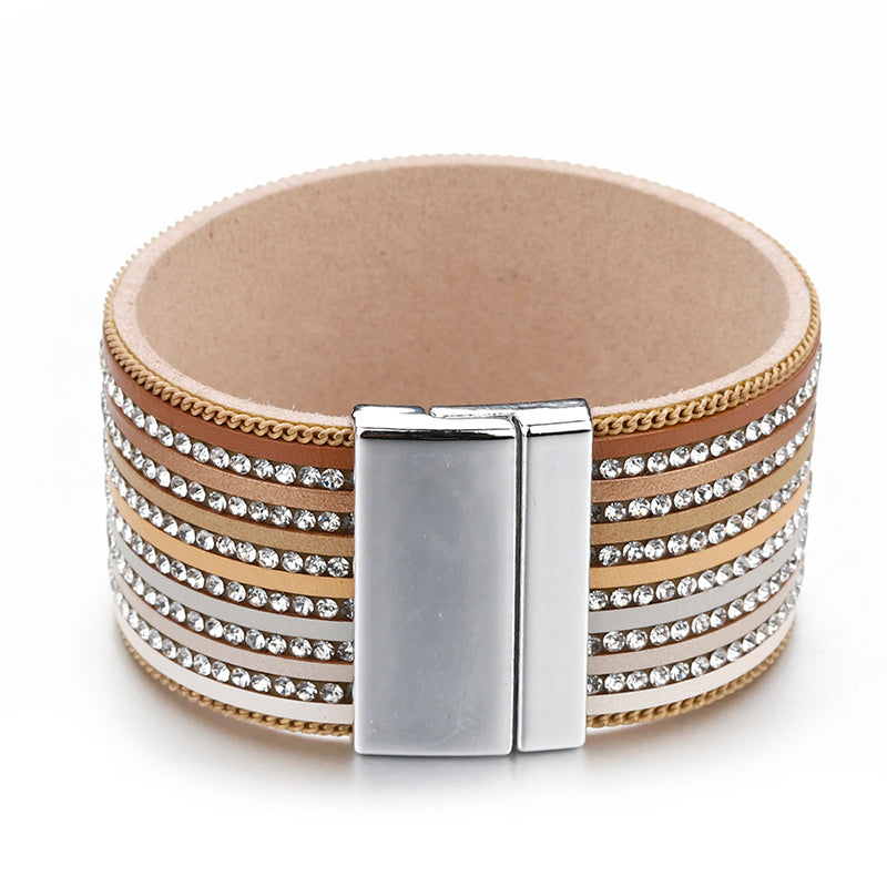Gradient Crystal Leather Bracelet