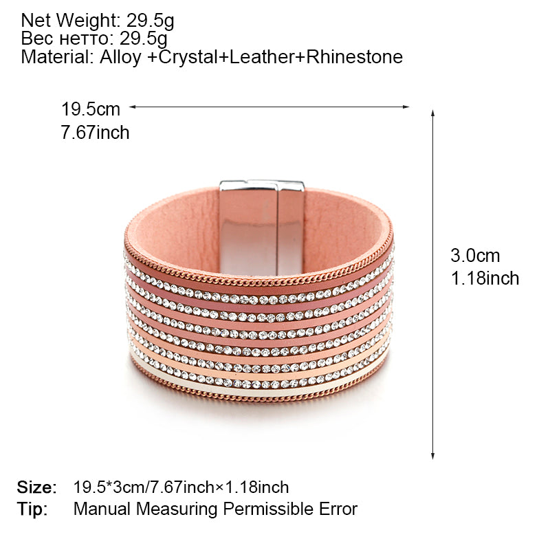 Gradient Crystal Leather Bracelet