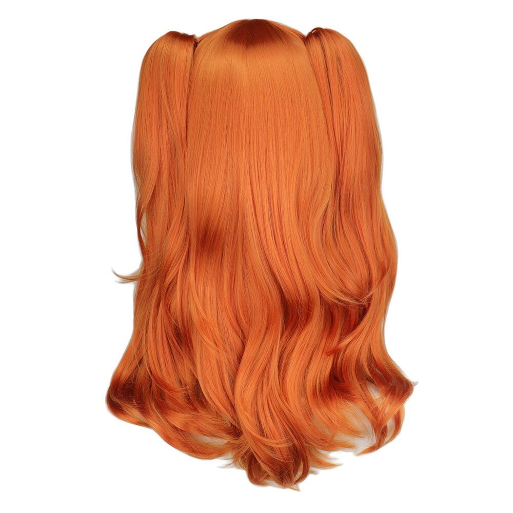 Long Orange With 2 Ponytail Clips