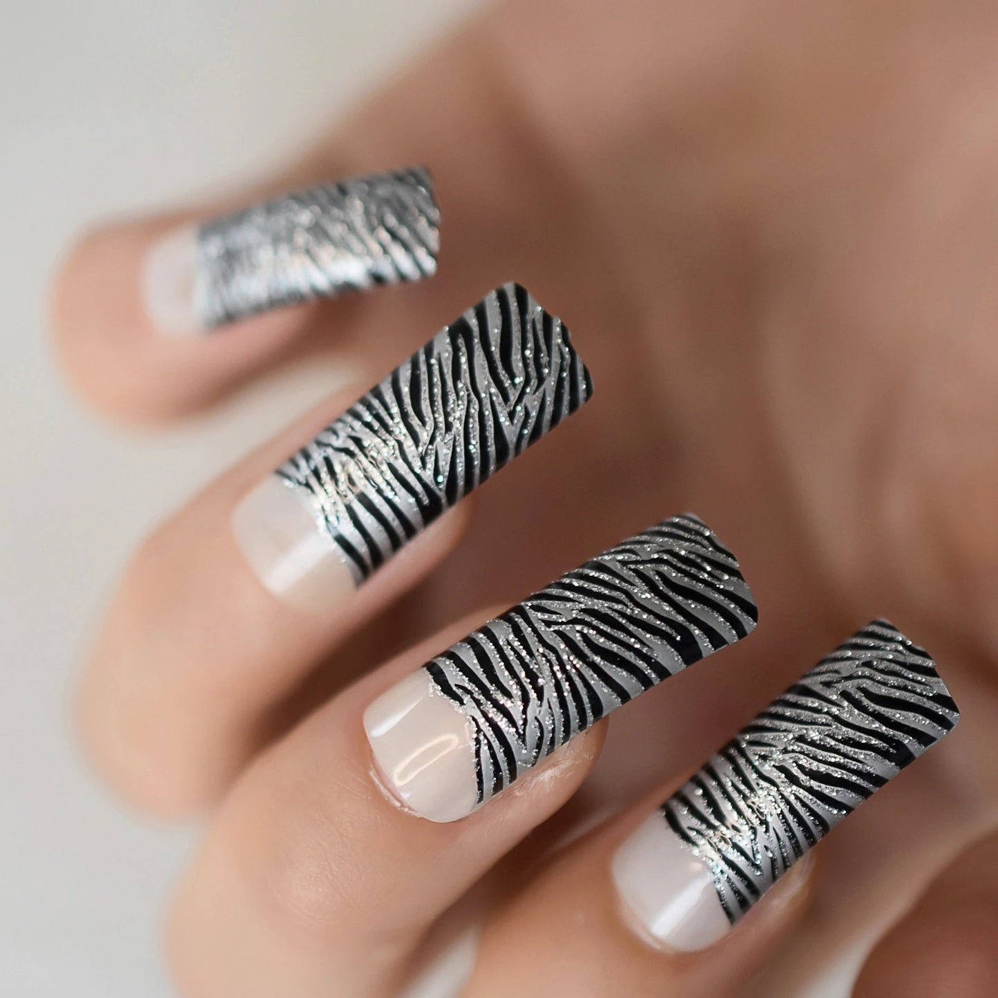 Zebra Queen Square Press On Nails